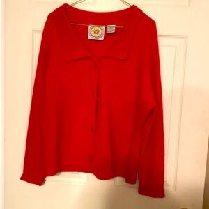 Women's Red Button-Up Sweater